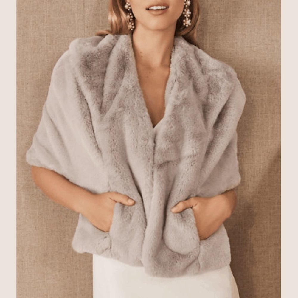 BHLDN Faux Fur Shrug Lt Pink Size L